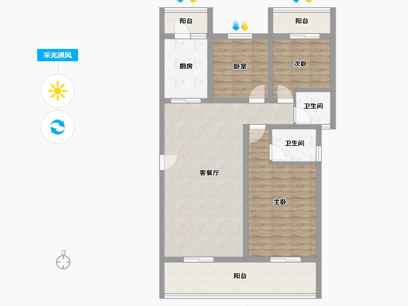 贵州省-铜仁市-桐达翰林居-98.54-户型库-采光通风