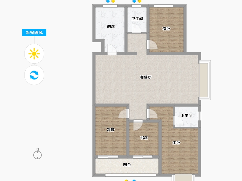 山东省-泰安市-东平文轩华庭-111.30-户型库-采光通风