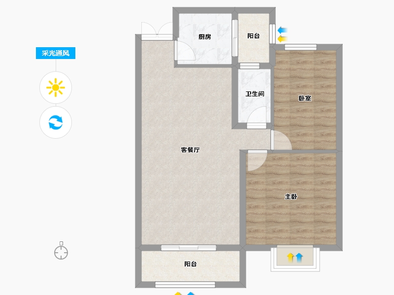 湖北省-黄石市-华顺时代新城-70.48-户型库-采光通风