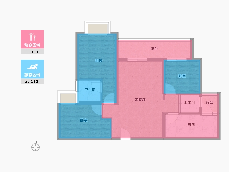 贵州省-铜仁市-​桐达山居-70.17-户型库-动静分区