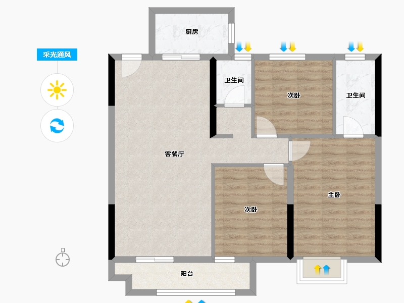 江西省-吉安市-东瑞公园学府-86.11-户型库-采光通风