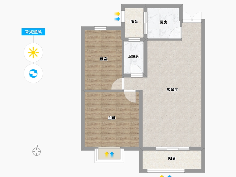 湖北省-黄石市-华顺时代新城-70.62-户型库-采光通风