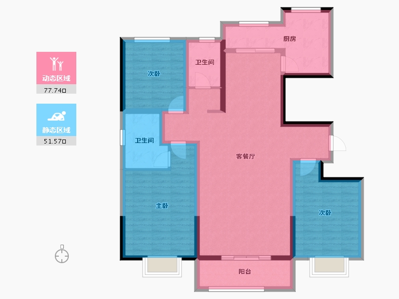 陕西省-榆林市-巨威金水熙岸-115.83-户型库-动静分区