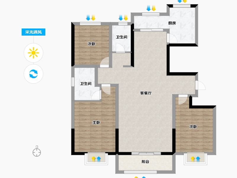 陕西省-榆林市-巨威金水熙岸-115.83-户型库-采光通风