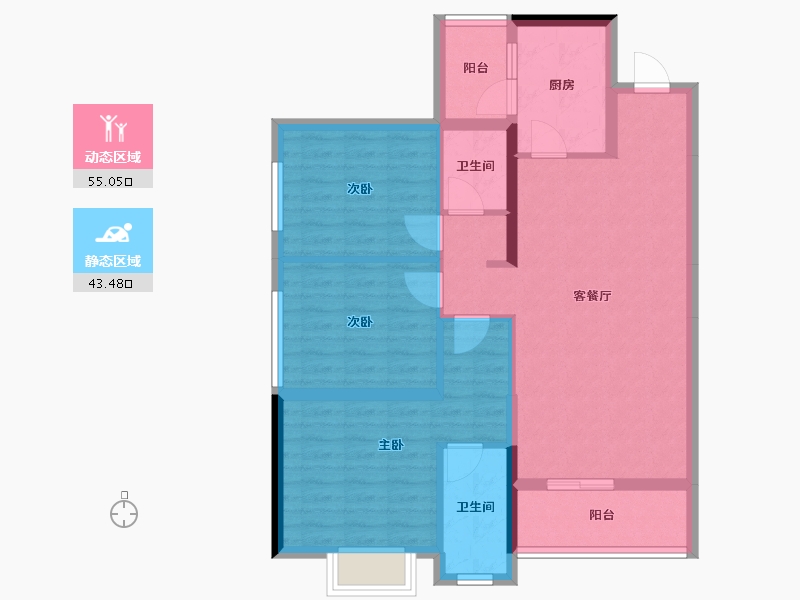 贵州省-铜仁市-中瑞恒泰水上明珠-87.83-户型库-动静分区