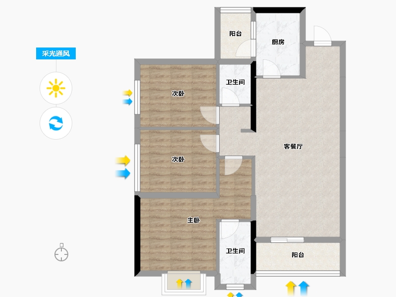 贵州省-铜仁市-中瑞恒泰水上明珠-87.83-户型库-采光通风