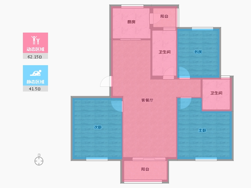 江苏省-扬州市-邗建祥瑞苑-93.80-户型库-动静分区