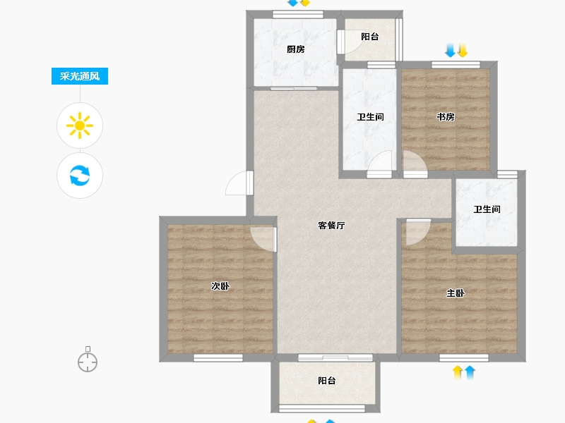 江苏省-扬州市-邗建祥瑞苑-93.80-户型库-采光通风