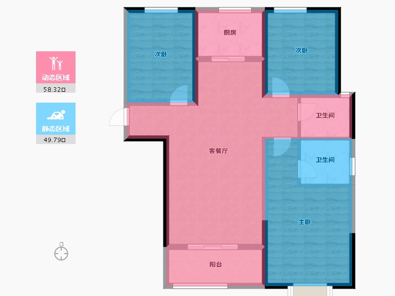 陕西省-榆林市-巨威金水熙岸-96.96-户型库-动静分区