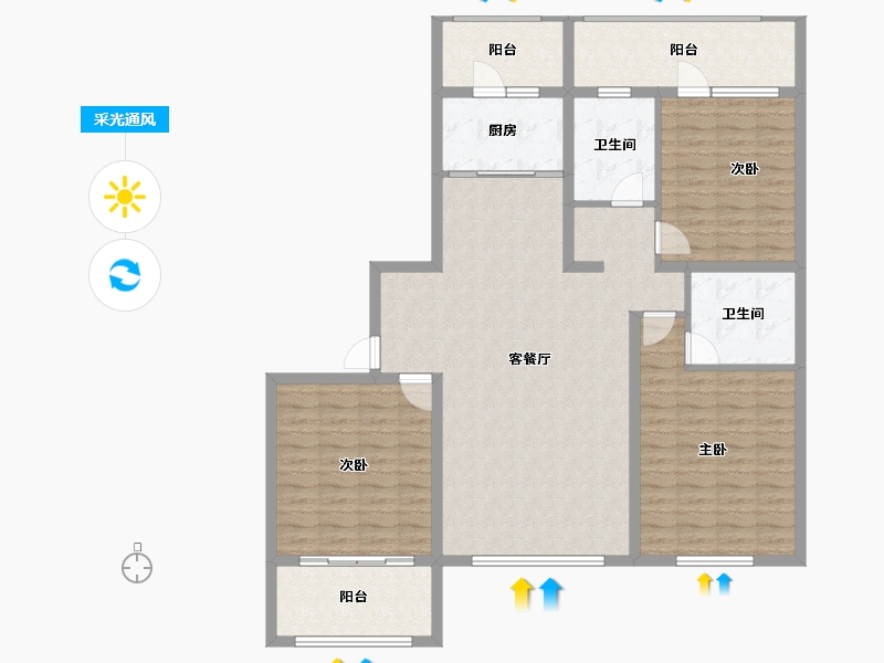 河北省-承德市-玖礼台南区-130.48-户型库-采光通风