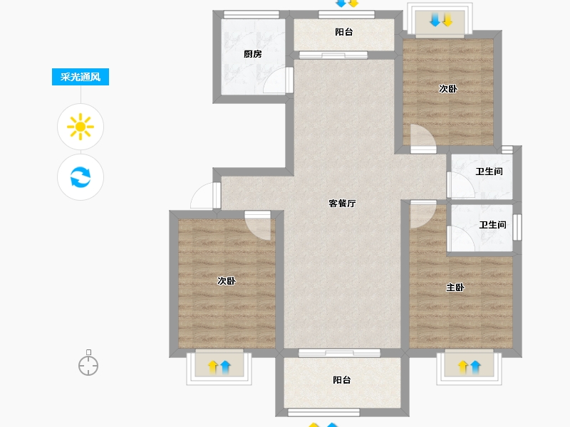 江西省-吉安市-汇金壹号-85.75-户型库-采光通风