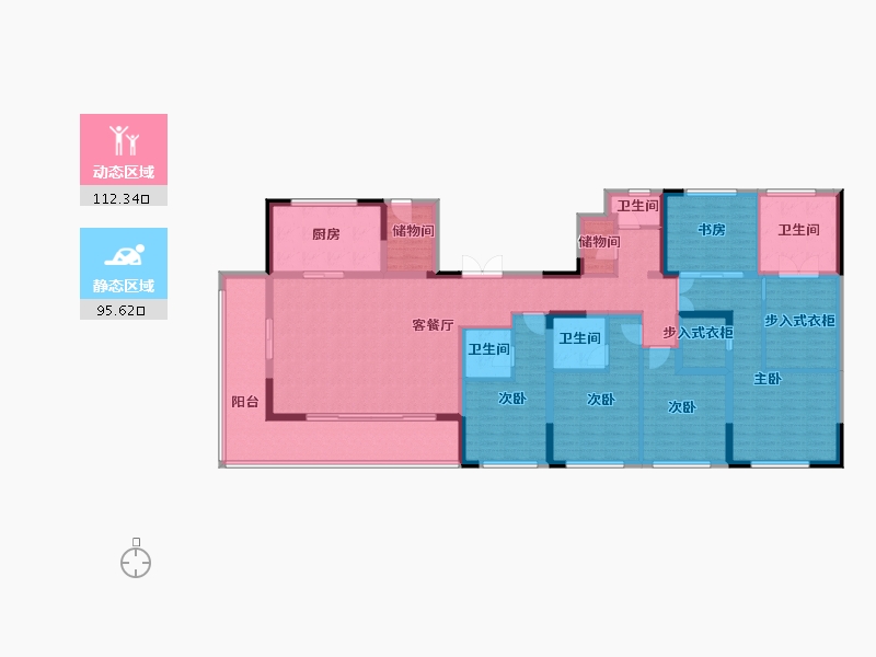 山东省-泰安市-泰山壹号院-186.52-户型库-动静分区