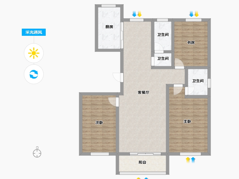 河北省-邢台市-筑越庄园-105.00-户型库-采光通风