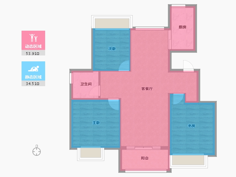 江苏省-扬州市-邗建祥瑞苑-79.46-户型库-动静分区