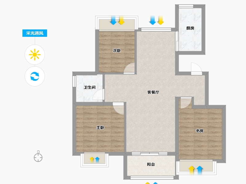 江苏省-扬州市-邗建祥瑞苑-79.46-户型库-采光通风