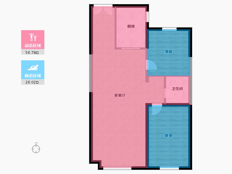 内蒙古自治区-呼和浩特市-内房投·东望-75.20-户型库-动静分区