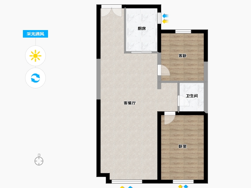 内蒙古自治区-呼和浩特市-内房投·东望-75.20-户型库-采光通风