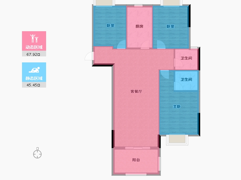 湖北省-黄冈市-荣信清江府-104.07-户型库-动静分区