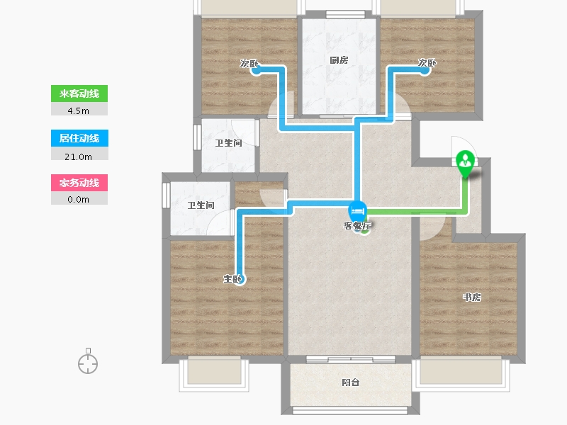 江苏省-扬州市-邗建祥瑞苑-89.86-户型库-动静线