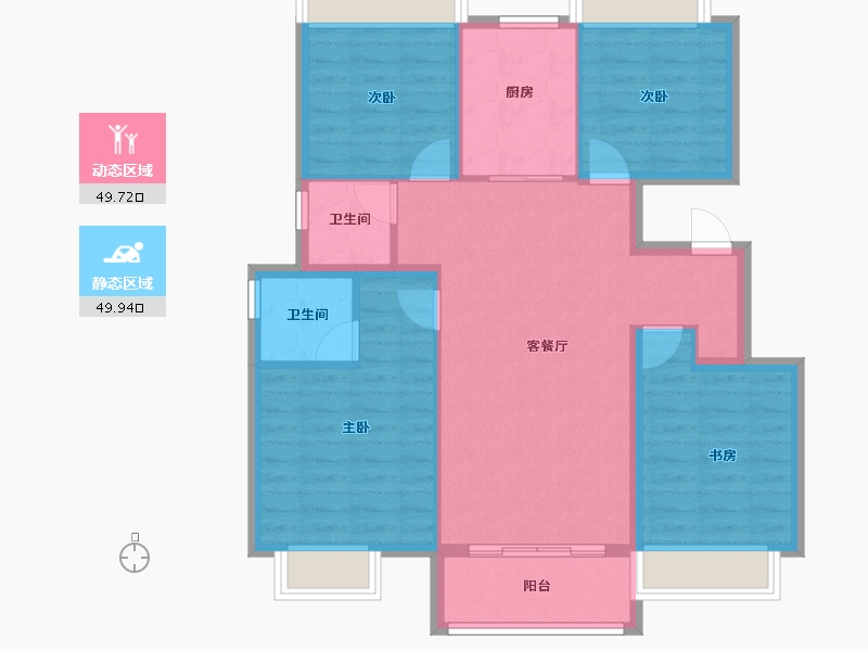 江苏省-扬州市-邗建祥瑞苑-89.86-户型库-动静分区