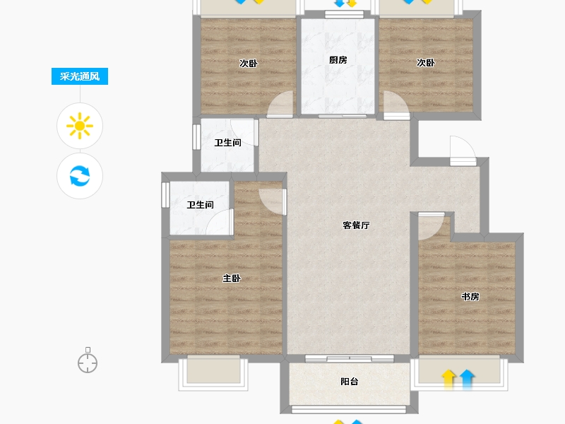 江苏省-扬州市-邗建祥瑞苑-89.86-户型库-采光通风