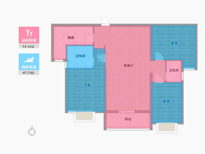 贵州省-铜仁市-中瑞恒泰水上明珠-91.54-户型库-动静分区