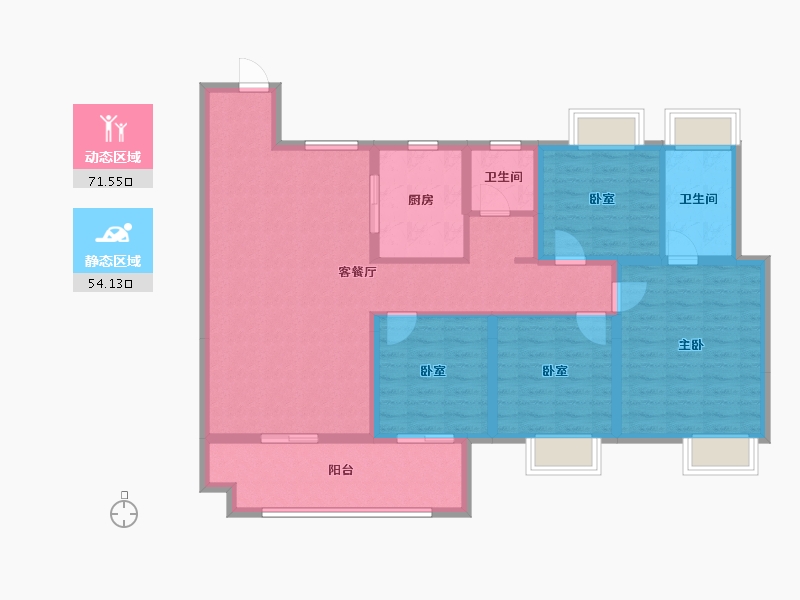 湖北省-黄冈市-麻城升华·翡翠一品-112.80-户型库-动静分区