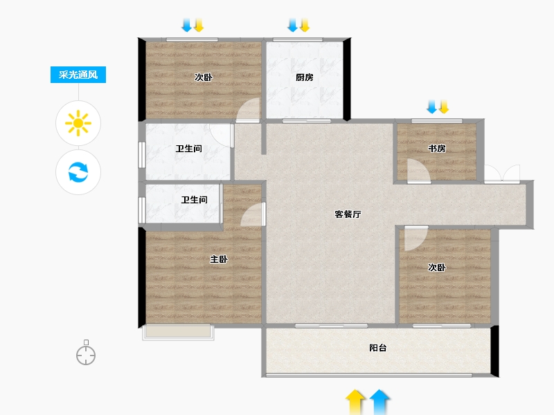 湖北省-宜昌市-华景宜都府-102.36-户型库-采光通风