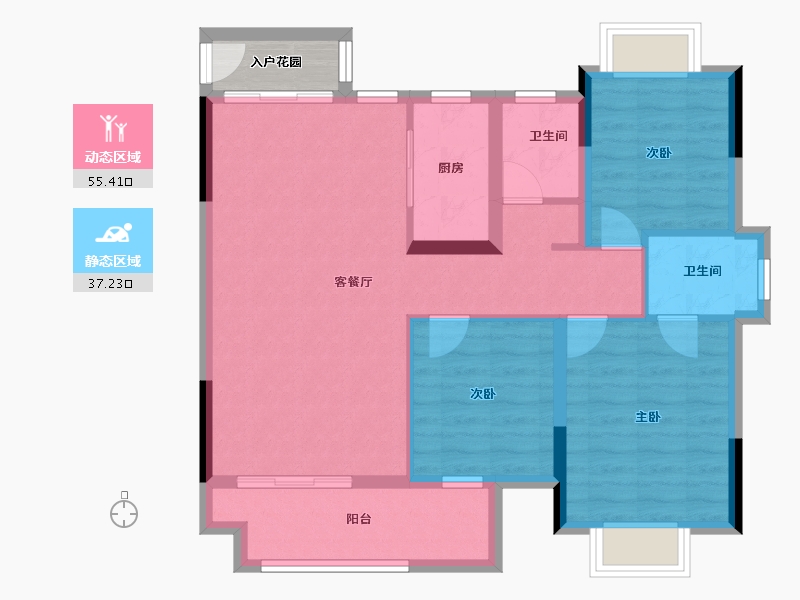 江西省-吉安市-东瑞公园学府-85.91-户型库-动静分区