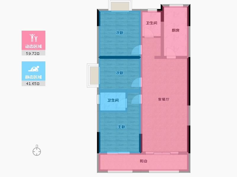 山东省-泰安市-东平文轩华庭-90.13-户型库-动静分区