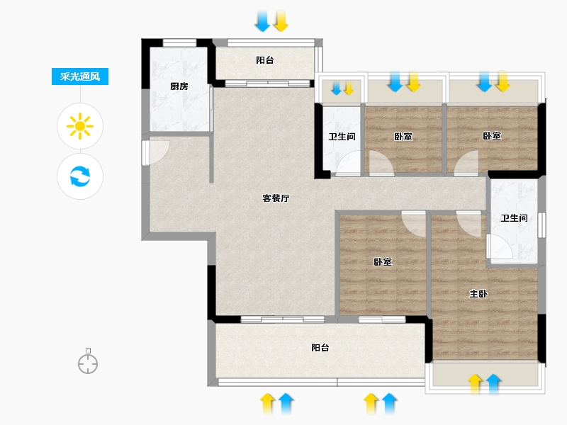 广东省-湛江市-龙湖山庄-99.69-户型库-采光通风