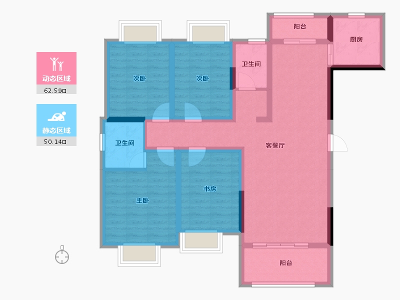 江西省-吉安市-顺泰中央公馆-99.45-户型库-动静分区