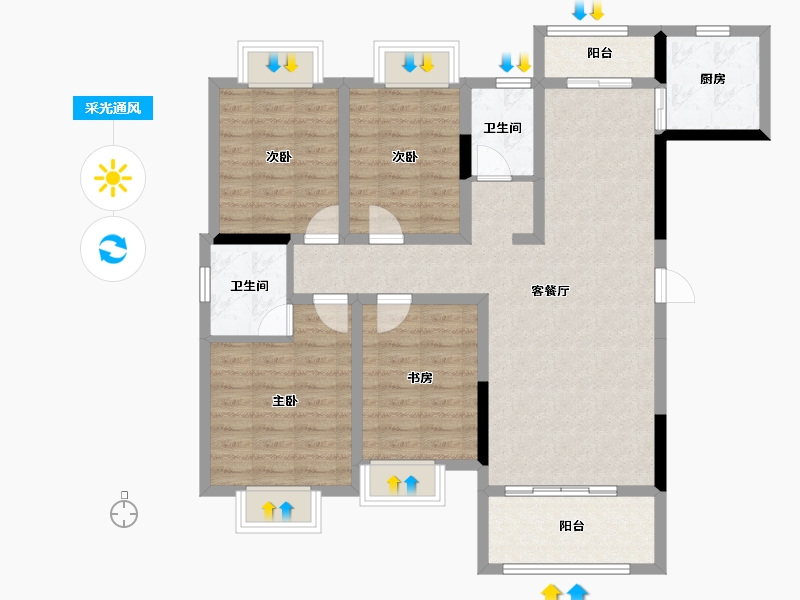 江西省-吉安市-顺泰中央公馆-99.45-户型库-采光通风