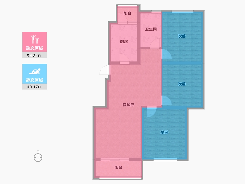 江苏省-扬州市-邗建祥瑞苑-85.07-户型库-动静分区