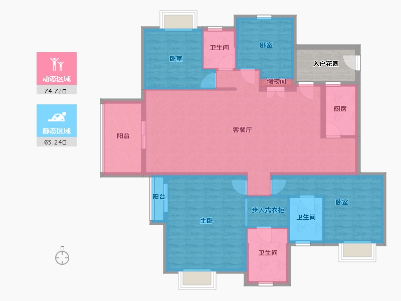 贵州省-铜仁市-中瑞恒泰水上明珠-131.70-户型库-动静分区