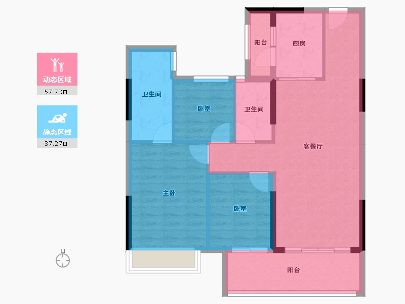 广东省-湛江市-龙湖山庄-85.56-户型库-动静分区