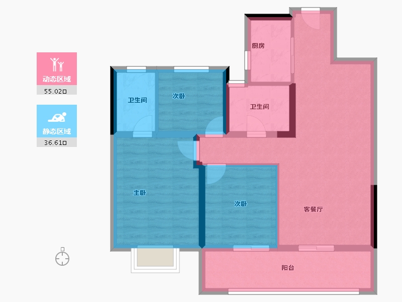 湖北省-宜昌市-金科云玺台-81.60-户型库-动静分区