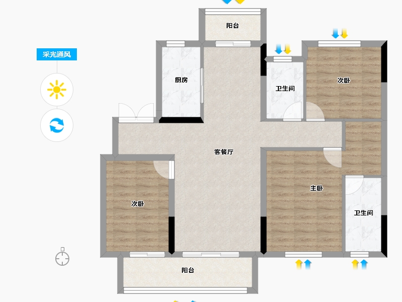 湖北省-宜昌市-融创学府壹号-99.28-户型库-采光通风