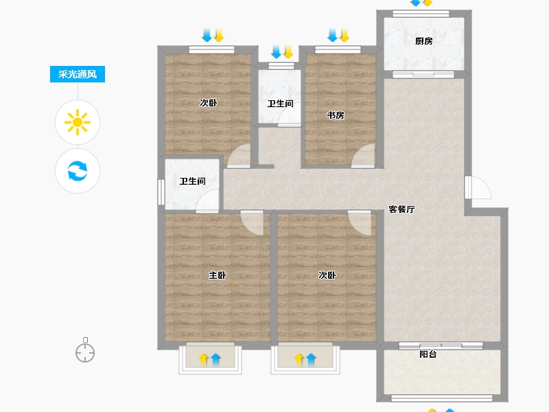 江西省-吉安市-龙汇嘉园-107.77-户型库-采光通风