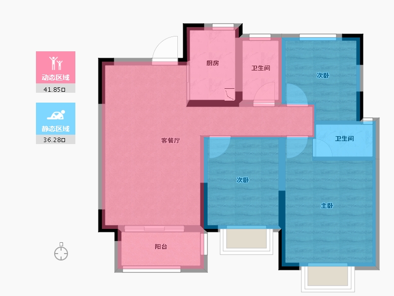 江西省-吉安市-美璟雅苑-68.96-户型库-动静分区