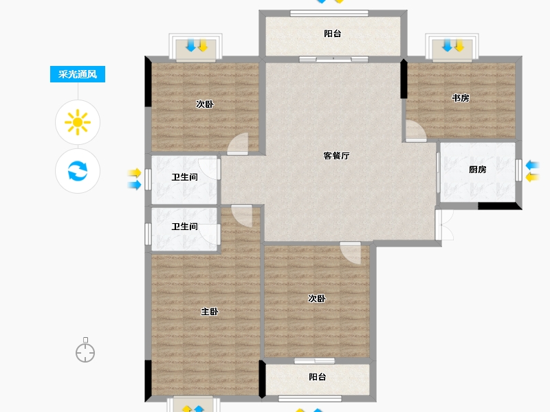 湖北省-黄石市-东方装饰城五期-135.01-户型库-采光通风