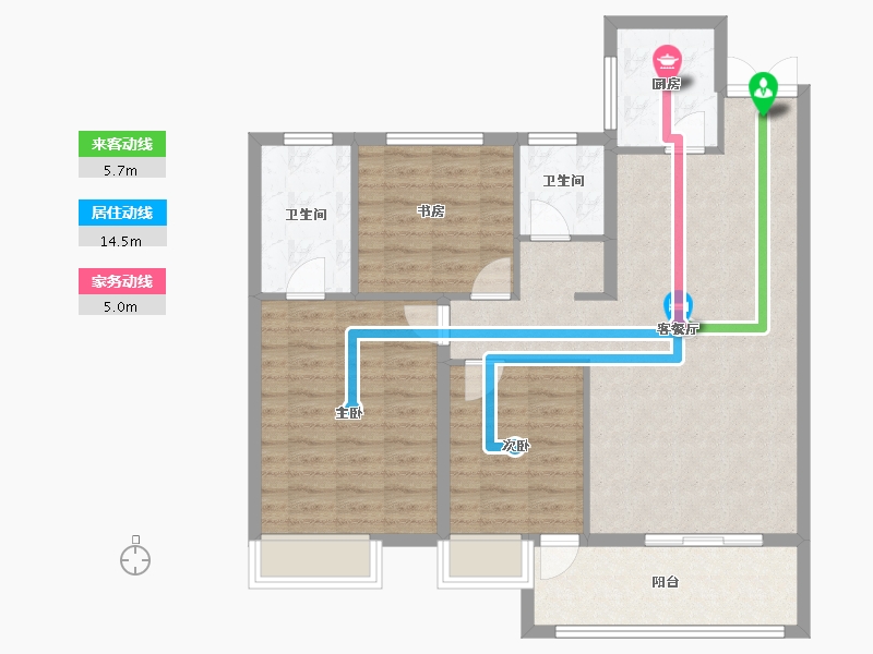 江西省-吉安市-滨江翡翠学府-95.20-户型库-动静线