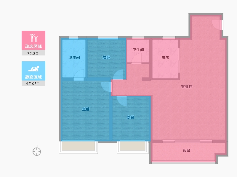 陕西省-榆林市-中南.东望府-108.80-户型库-动静分区