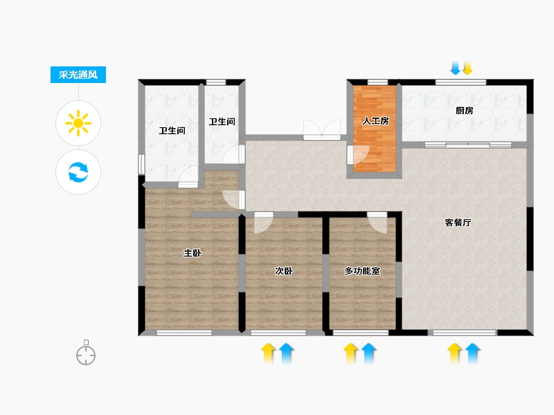 海南省-海口市-​佳元江畔锦御-136.05-户型库-采光通风