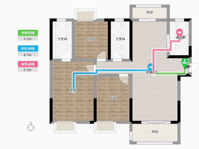 安徽省-淮南市-淮南金融广场-103.80-户型库-动静线