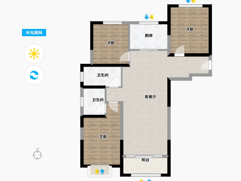 陕西省-榆林市-万民新天地-103.00-户型库-采光通风