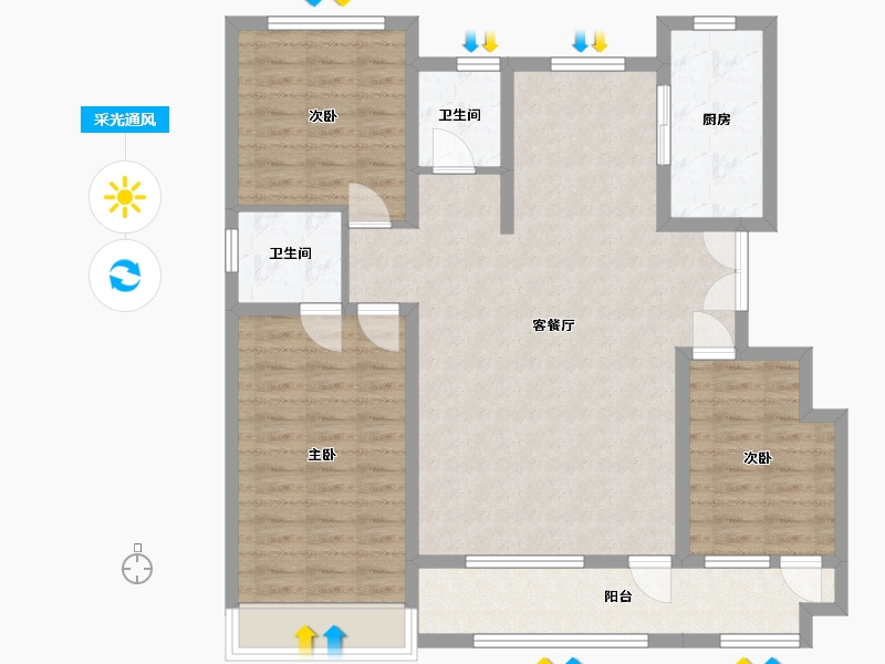 山东省-潍坊市-恒信 弥水春风-112.00-户型库-采光通风