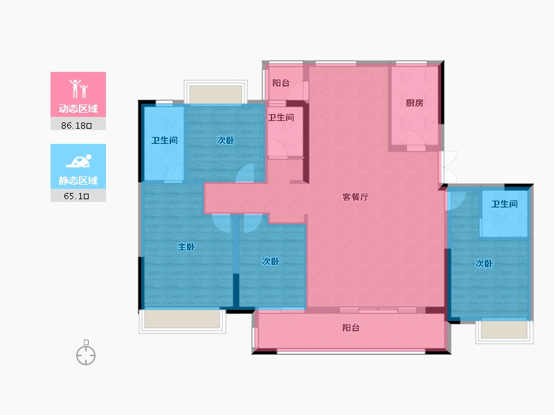 湖南省-岳阳市-海伦堡海悦城-137.71-户型库-动静分区