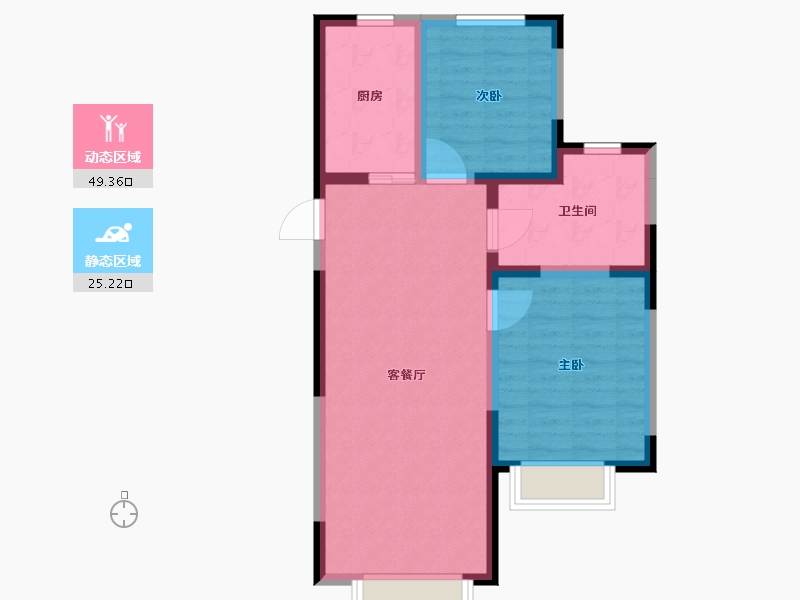 辽宁省-丹东市-学府御景-66.71-户型库-动静分区