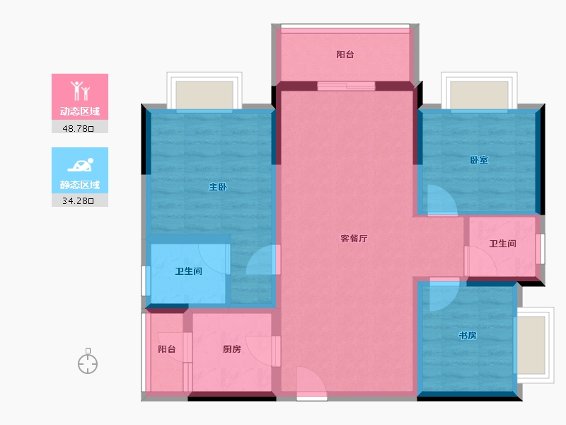 四川省-绵阳市-海珂花郡·南梁府-72.99-户型库-动静分区